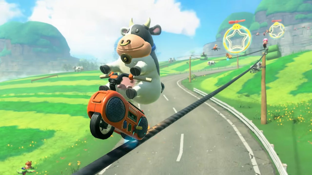 Mario Kart World’s Cow Racer Goes Viral for Her Realistic Muddy Butt