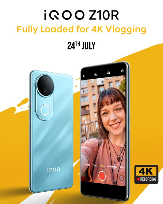 iQOO Z10R Drops July 24 with 4K Selfie Cam and Sony IMX882 Rear Sensor