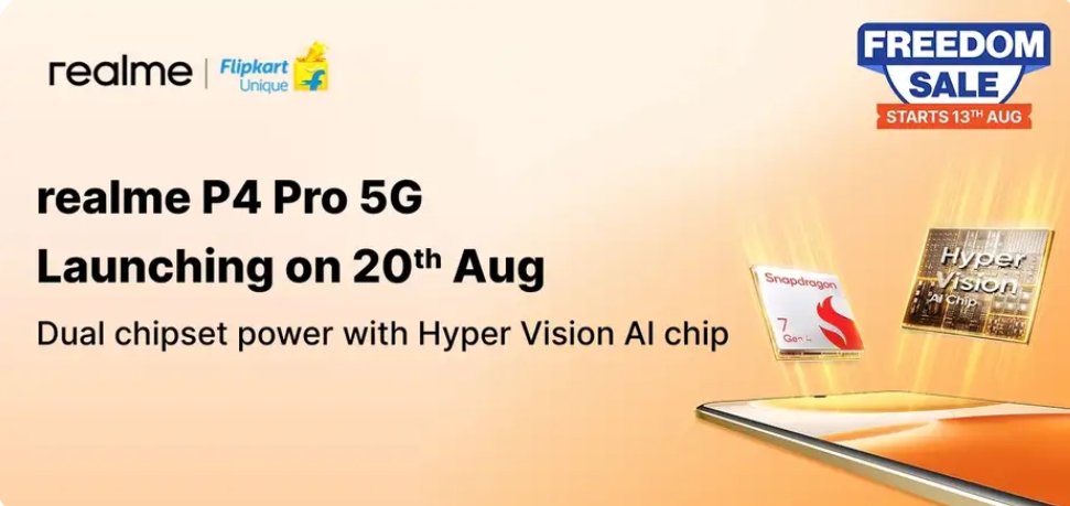 Realme P4 Series to Debut in India on August 20 with Powerful P4 Pro