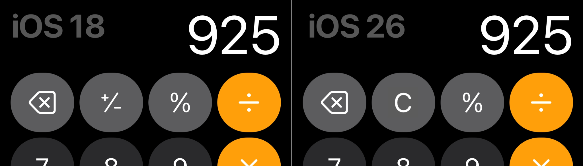 iOS 26 Returns the C/AC Button to the Calculator App