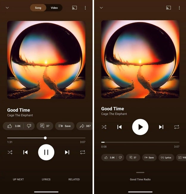 YouTube Music обновил экран «Сейчас играет» YouTube Music обновил экран «Сейчас играет»