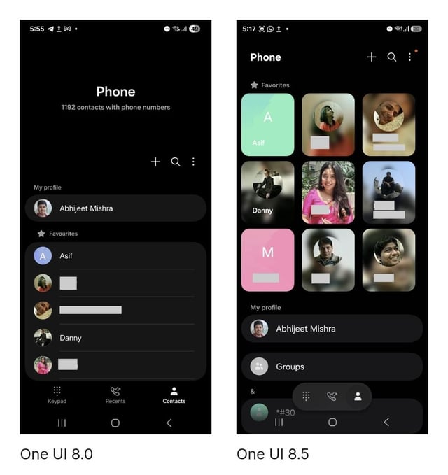 One UI 8.5: el nuevo diseño del app Teléfono de Samsung con estilo moderno y fluido