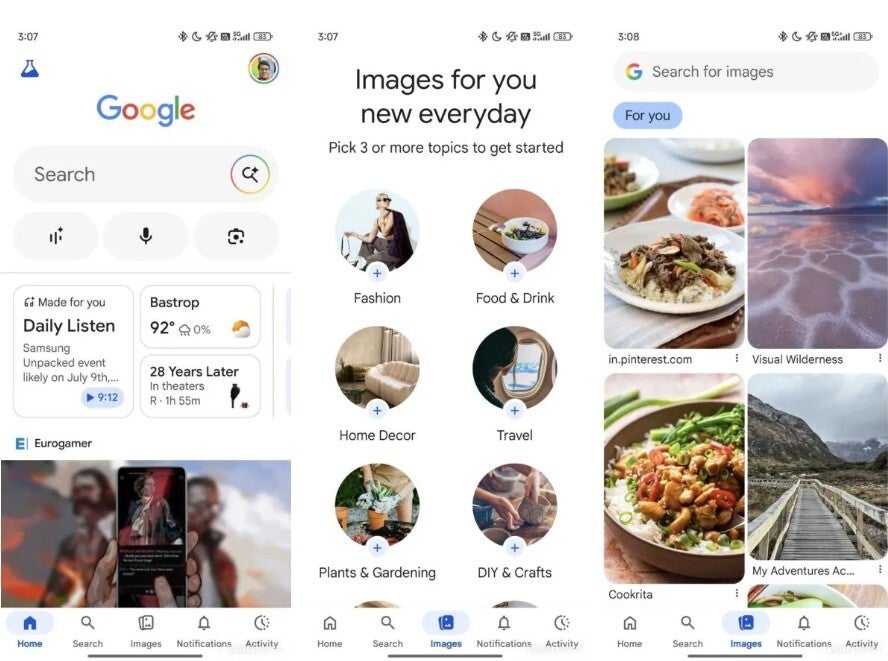 Вкладка Images в приложении Google: визуальное вдохновение прямо в поиске