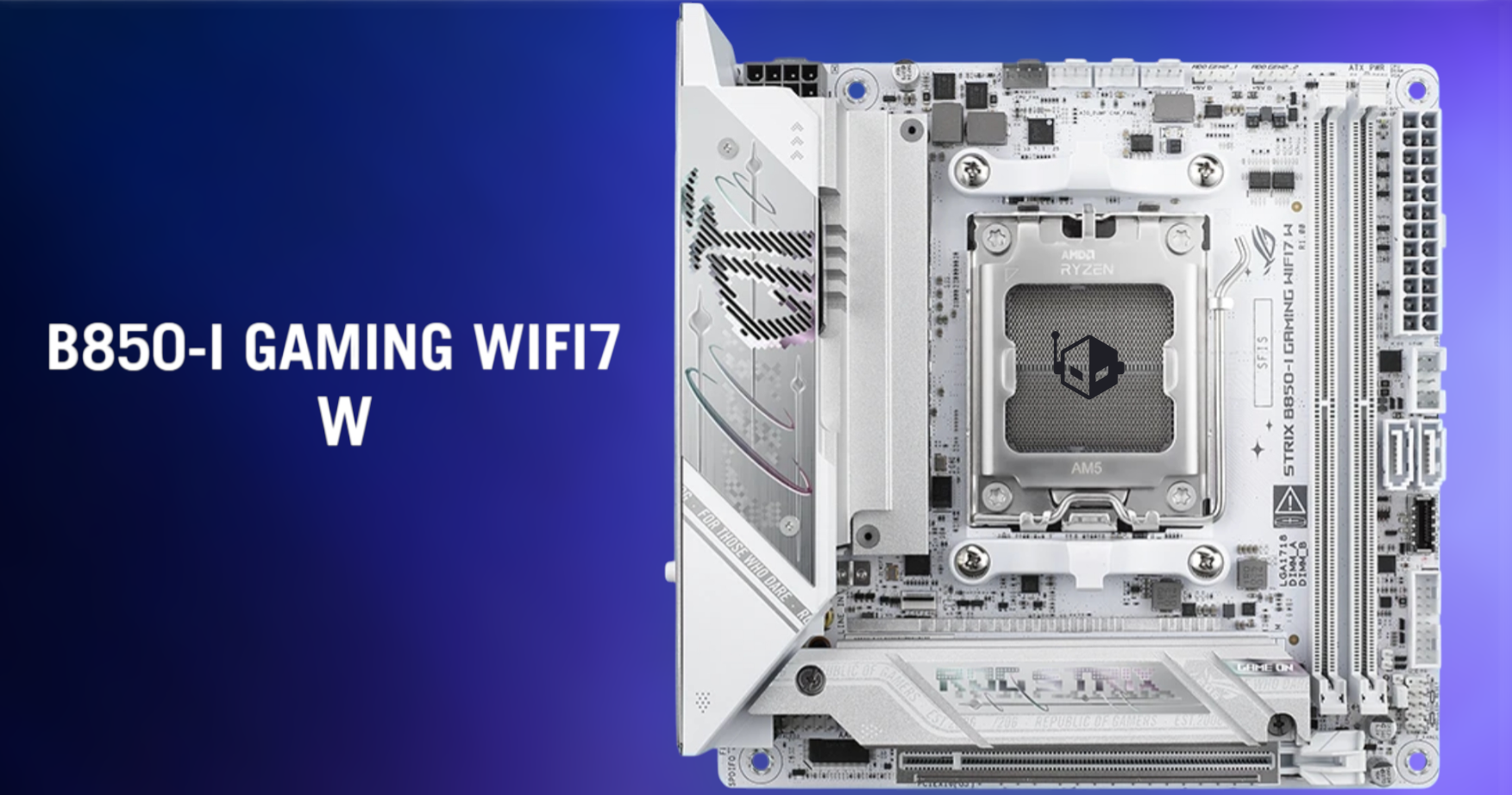 ASUS ROG STRIX B850-I Gaming WIFI7 W: белая Mini-ITX платформа для компактных AM5-сборок ASUS ROG STRIX B850-I Gaming WIFI7 W: белая Mini-ITX платформа для компактных AM5-сборок